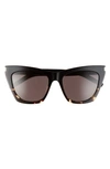 Saint Laurent Kate 55mm Cat Eye Sunglasses In Black Black Black