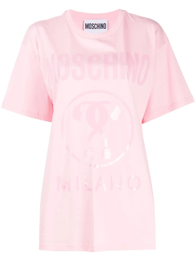 Moschino Jersey T-shirt Double Question Mark In Pink
