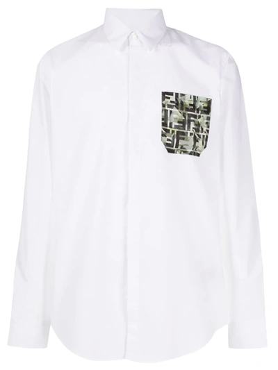 Fendi Shirt With Camouflage Ff Pocket In White
