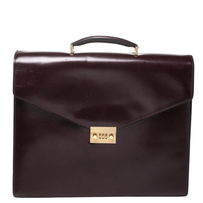 Pre-owned Ferragamo Burgundy Leather Briefcase