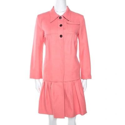 Pre-owned Miu Miu Pink Cotton Blend Babydoll Coat S