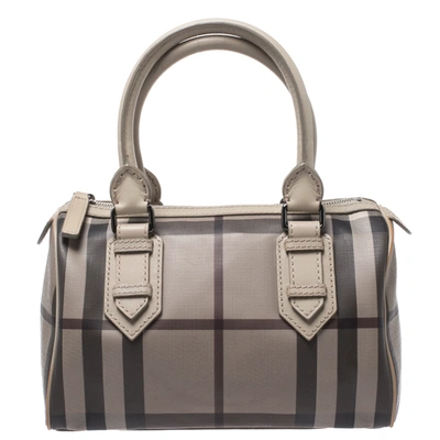 Pre-owned Burberry Grey Smoked Check Pvc Small Chester Boston Bag