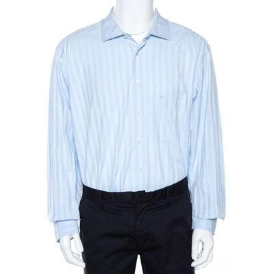 Pre-owned Burberry Light Blue Striped Cotton Long Sleeve Shirt 3xl
