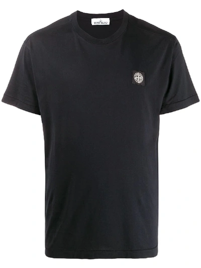 Stone Island Logo Patch Crew Neck T-shirt In Blue