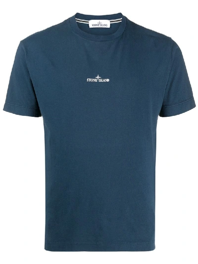 Stone Island Logo Jersey T-shirt In Blue