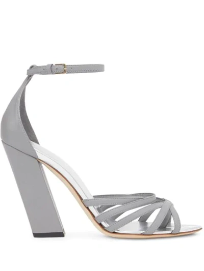 Burberry Split-toe Detail Leather Sandals In Grey