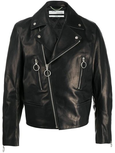 Off-white Arrow Biker Jacket In Black