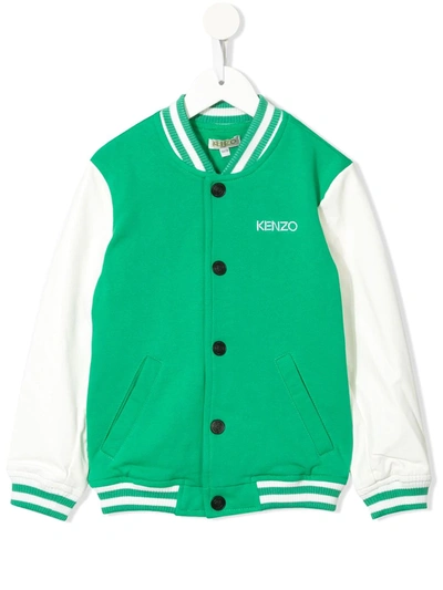 Kenzo Kids' Embroidered Logo Bomber Jacket In Green