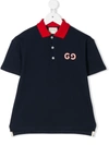 Gucci Kids' Embroidered Logo Polo Shirt In Blue