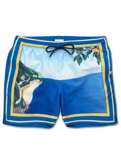 Derek Rose Print Swim Shorts In Blue