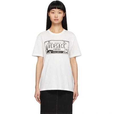 Versace 白色 License Plate T 恤 In A1002 White