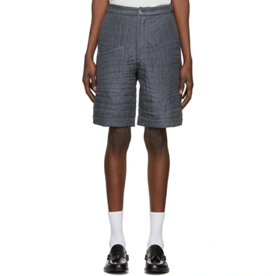 Paul Smith Grey Silk Quilted Shorts In 70 Drkslate