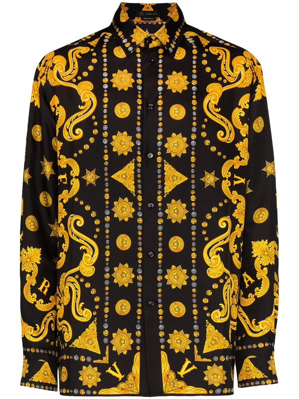 Versace Allover Barocco Print Western Shirt In A7008 Gldpr | ModeSens