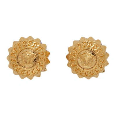 Versace Gold Medusa Chain Stud Earrings In D00h Gold