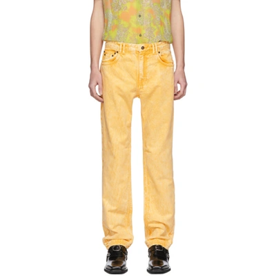 Y/project Bleached Double-seam Jeans In Yellow