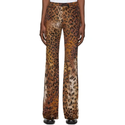 Versace Flared Leopard Print Trousers In A7804 Leopa