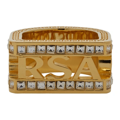 Versace Gold Crystal Cut-out Logo Ring In Dco0h Crygl