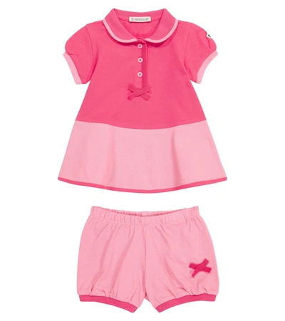 Moncler Baby Stretch-cotton Dress And Bloomers Set In Pink
