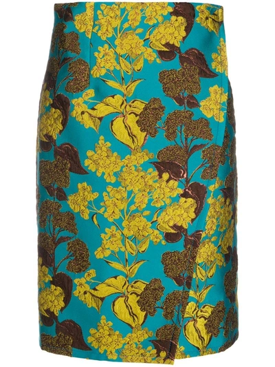 Gianluca Capannolo Floral-jacquard Wrap Skirt In Teal