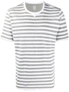 Eleventy Stripe Print T-shirt In Grey