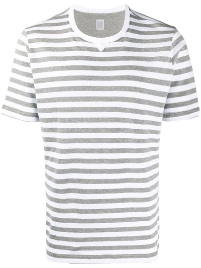 Eleventy Stripe Print T-shirt In Grey