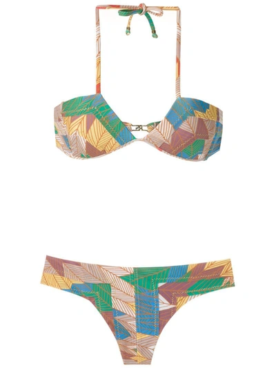 Amir Slama V-neck Bikini Set In Multicolour