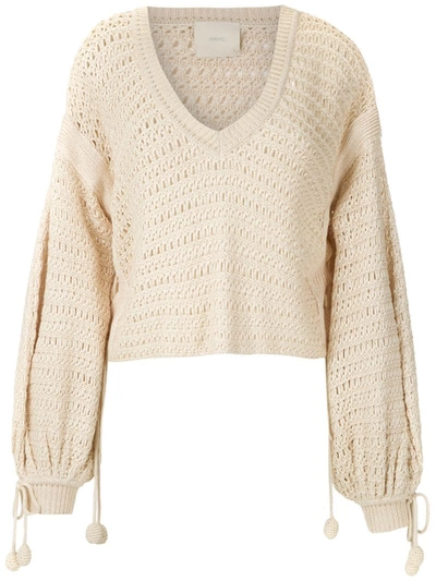 Framed Bonlier Knitted Crop Top In Neutrals