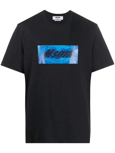 Msgm Box Logo-print Cotton T-shirt In Black