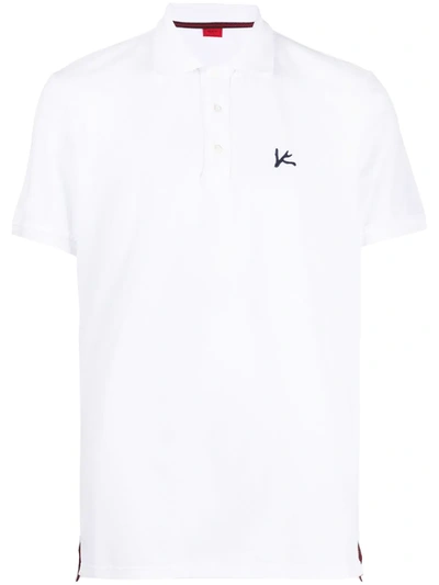 Isaia Logo Embroidered Polo Shirt In White