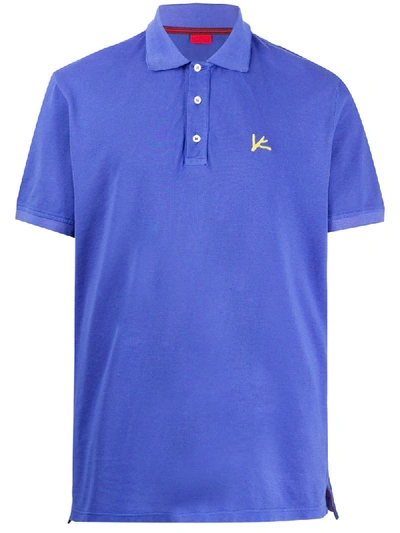 Isaia Logo Embroidered Polo Shirt In Purple