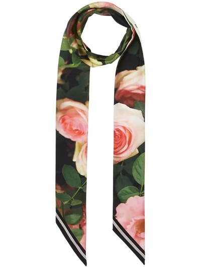 Burberry Floral Print Skinny Scarf In Pink