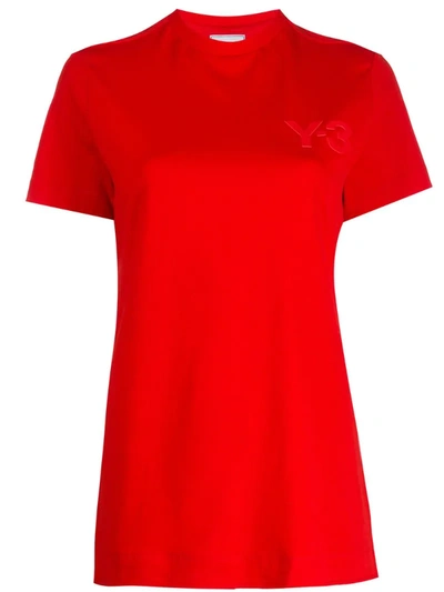 Y-3 Logo Print Cotton T-shirt In Red