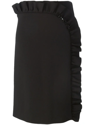 Simone Rocha Embellished Ruffled Stretch-neoprene Jersey Skirt In Black