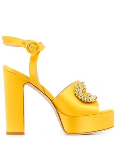 Giannico Platform Open-toe Sandals In Yellow
