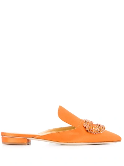 Giannico Daphne Flat Slippers In Orange