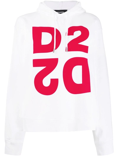 Dsquared2 Logo Hoodie In White