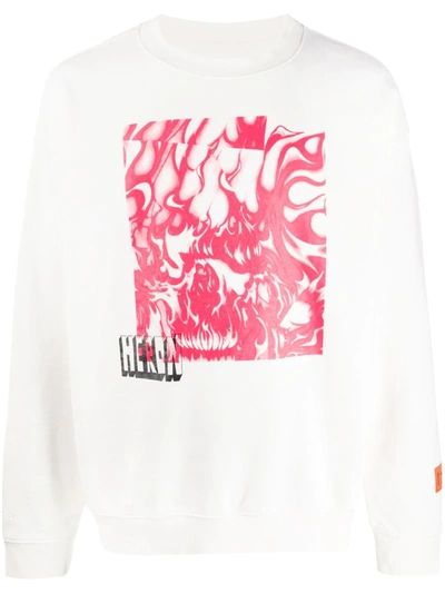 Heron Preston Skull Print Sweatshirt In White