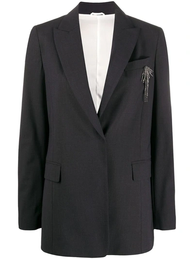 Brunello Cucinelli Bead-detail Fitted Jacket In Grey