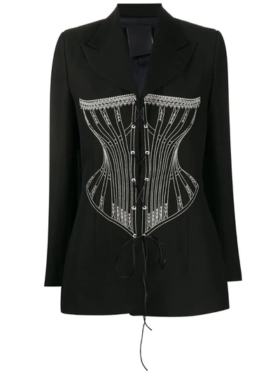 Seen Users Embroidered Corset Blazer In Black