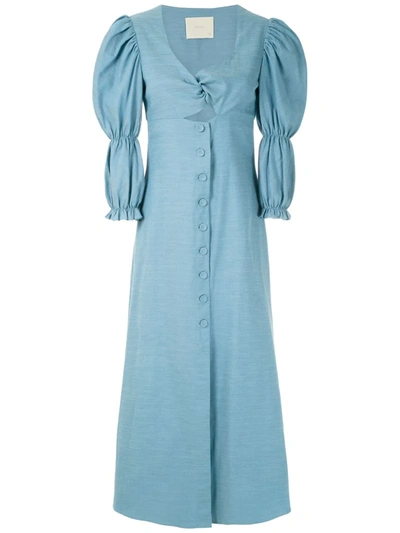 Framed Greta Twisted Detail Dress In Blue
