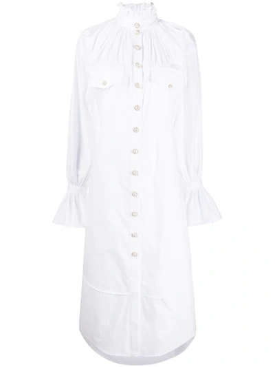 Seen Users Ruffle Trim Poplin Shirt In White