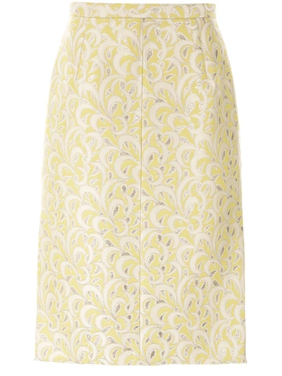 N°21 Metallic Printed Midi Skirt In Yellow