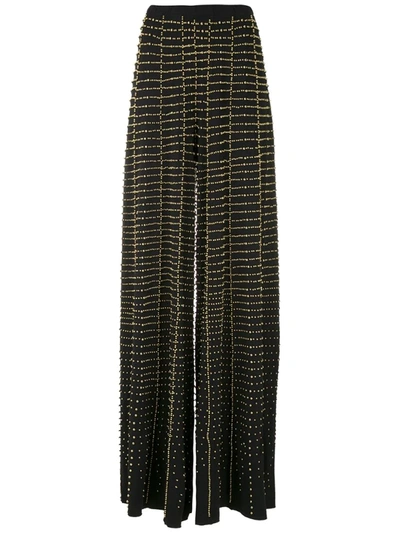 Amir Slama Embroidered Wide Leg Trousers In Black