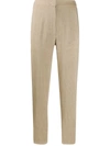 Peserico Embellished Side Seam Tapered Linen Trousers In Brown