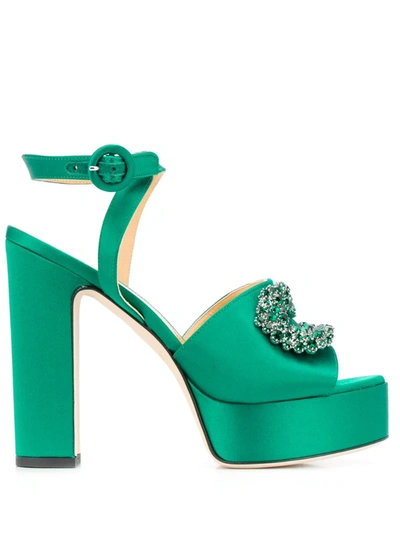 Giannico Open-toe Platform Sandals In Green