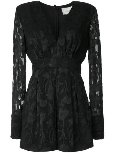 Alexis V-neck Floral Playsuit In Black