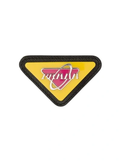 Prada Triangular-shaped Pin In Yellow