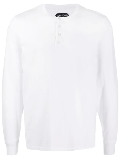 Tom Ford Serafine Buttoned Collar Top In White
