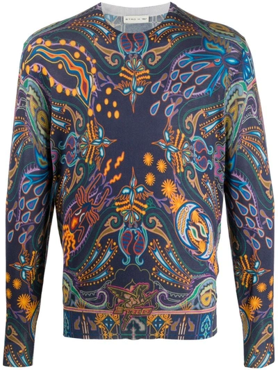 Etro Paisley-print Jumper In Blue