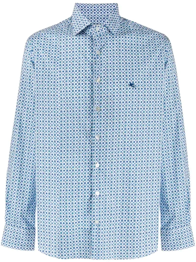 Etro Micro Pattern Shirt In Blue